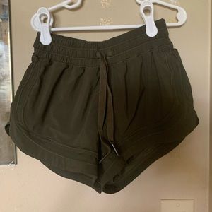 army green lululemon shorts